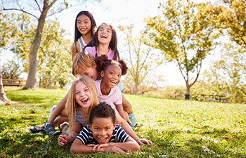 Multi ethnic group of children.