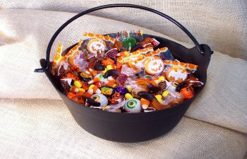 basket with Halloween sweets